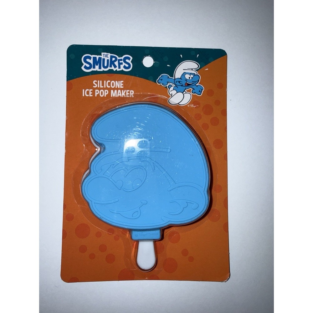 Smurfs Silicone Ice Pop Maker Blue Character Popsicle Mold Kitchen Gadget NWT